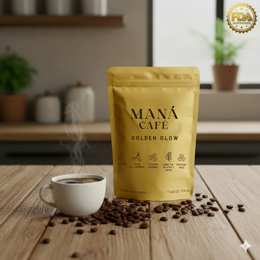 MANÁ Golden Glow – Café con Colágeno, Ácido Hialurónico y Biotina