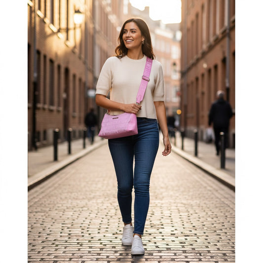 Steve Madden Pink Shoulder Bag + Tarjetero – Estilo que ilumina tu día