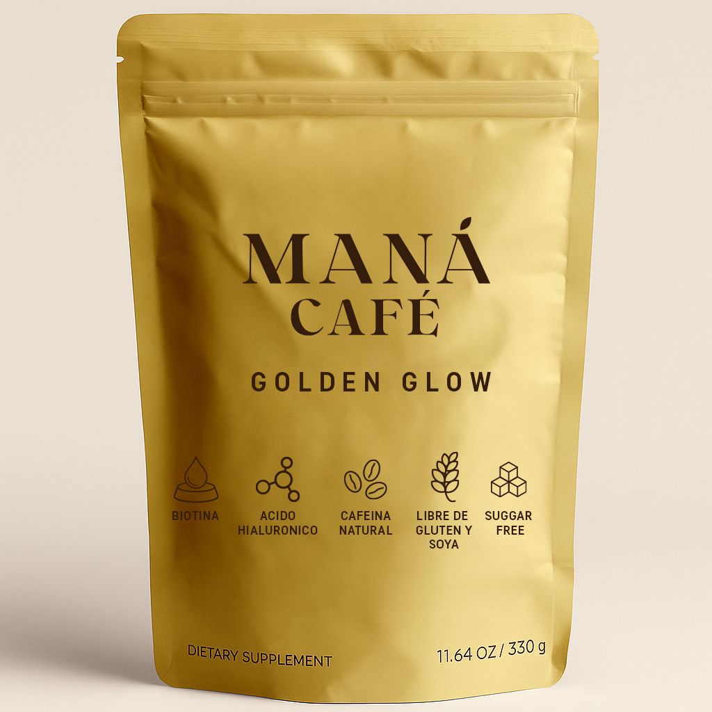 MANÁ Golden Glow – Café con Colágeno, Ácido Hialurónico y Biotina